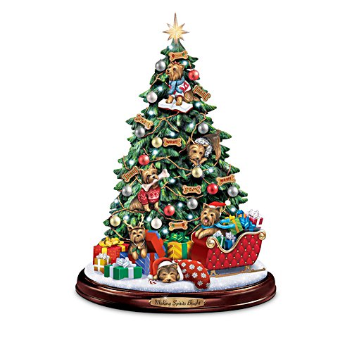 Yorkie Christmas Illuminated Tabletop Tree