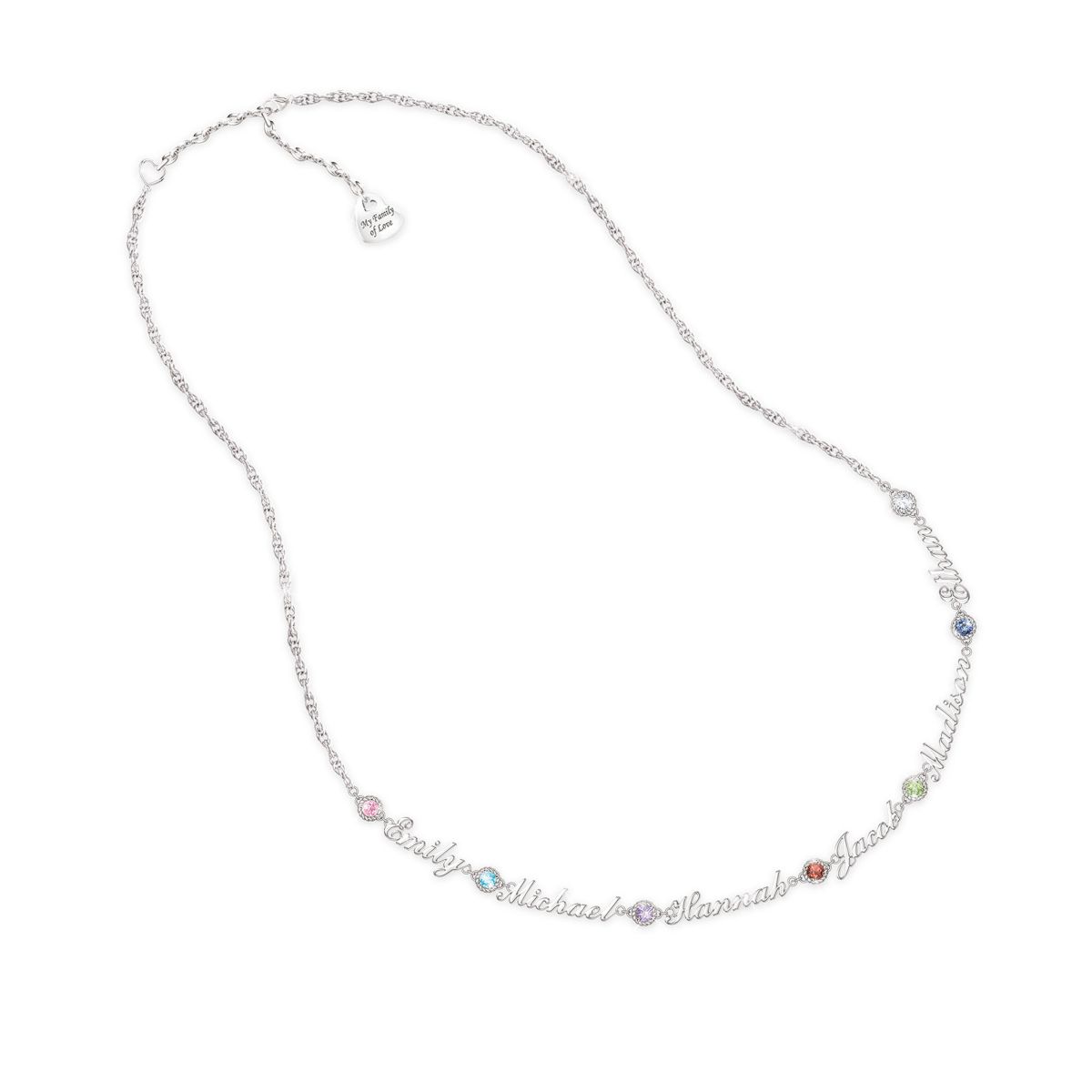 'Names That I Love' Engraved Personalised Birthstone Necklace