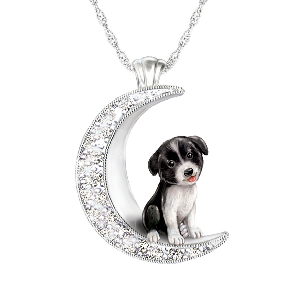 'I Love My Border Collie To The Moon And Back' Ladies' Pendant