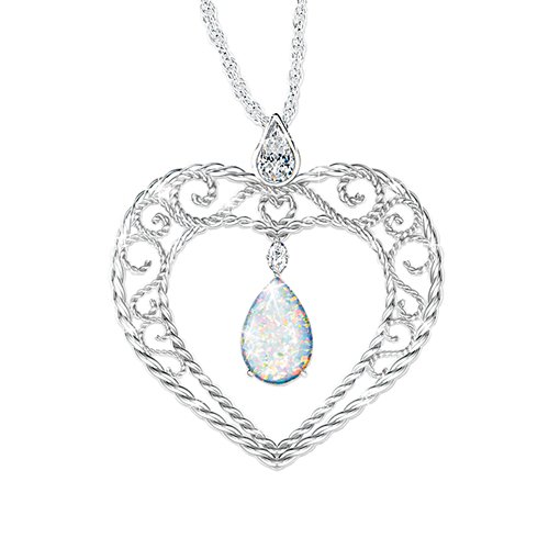 'My Husband, My Love' Created Opal & Diamond Pendant