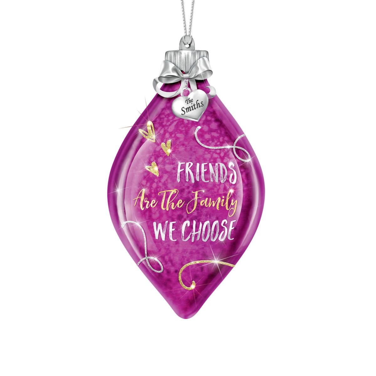 'Friends Are the Family We Choose' Personalised Illuminated Ornament