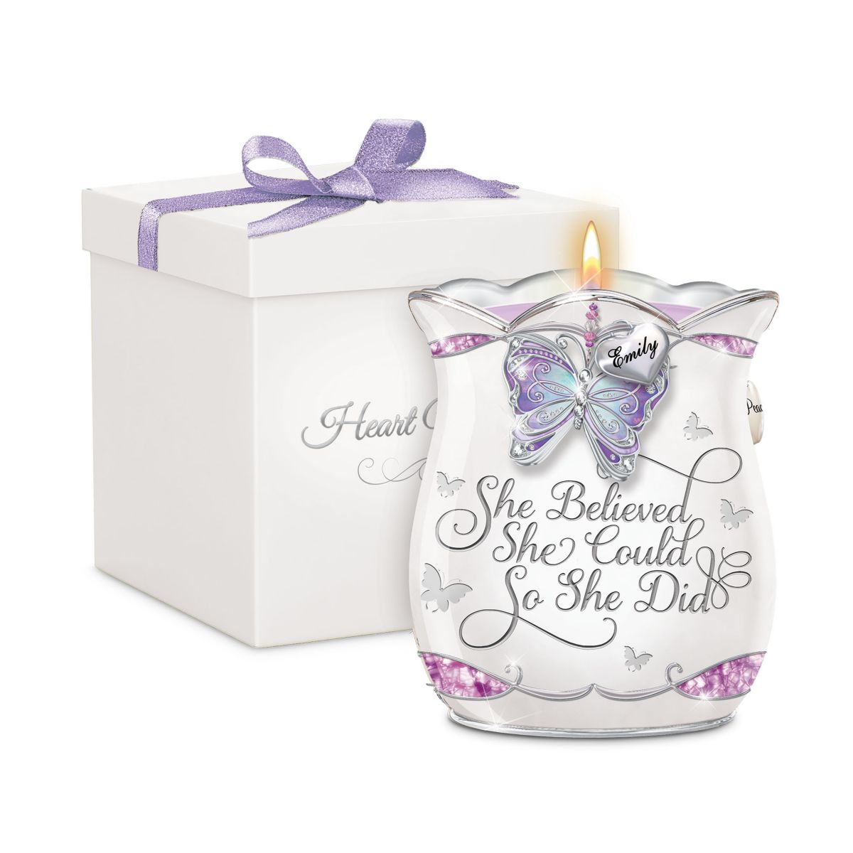 'She Believed She Could' Personalised Candleholder
