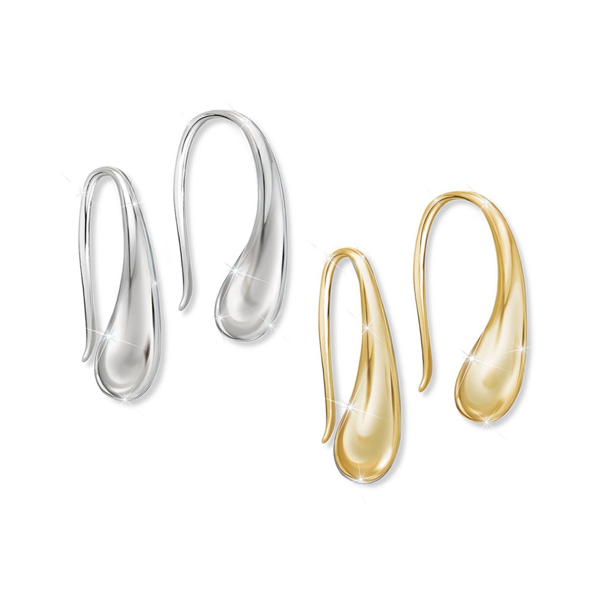 'Dewdrops Of Style' Silver & Gold Drop Earrings Set