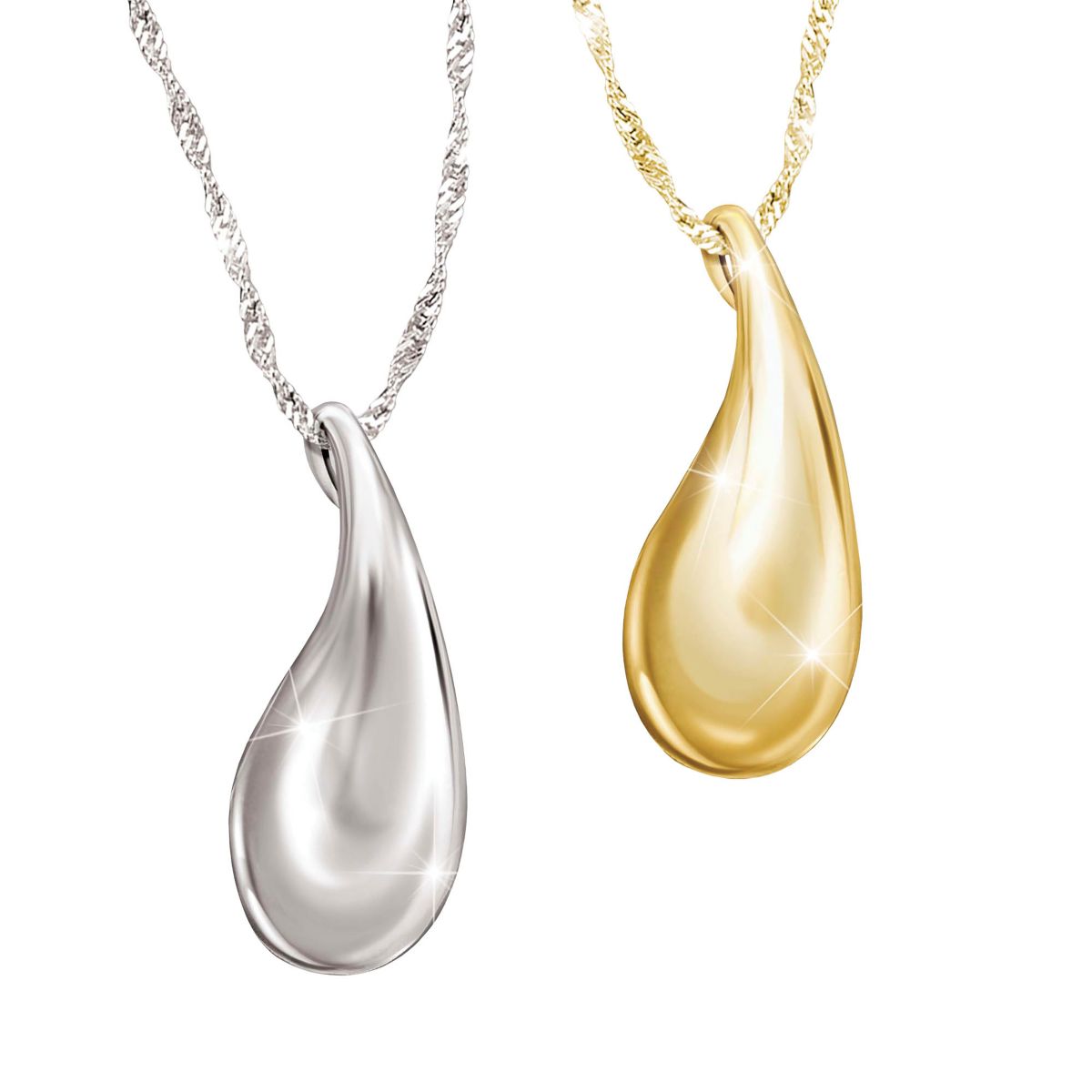 'Dewdrops Of Style' Solid Sterling Silver & 18-Carat Gold-Plated Drop Pendant Set