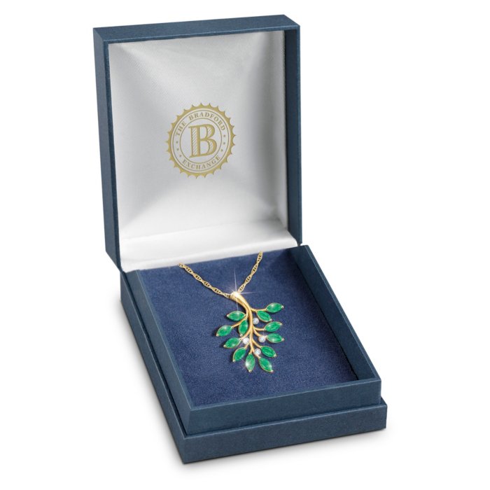 18-Carat Gold-Plated Solid Sterling Silver Emeralds Diamonds