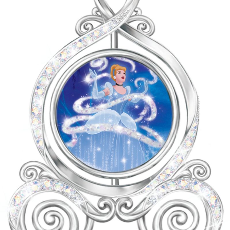 Licensed Disney Cinderella Rhodium-Plated Crystals Pendant