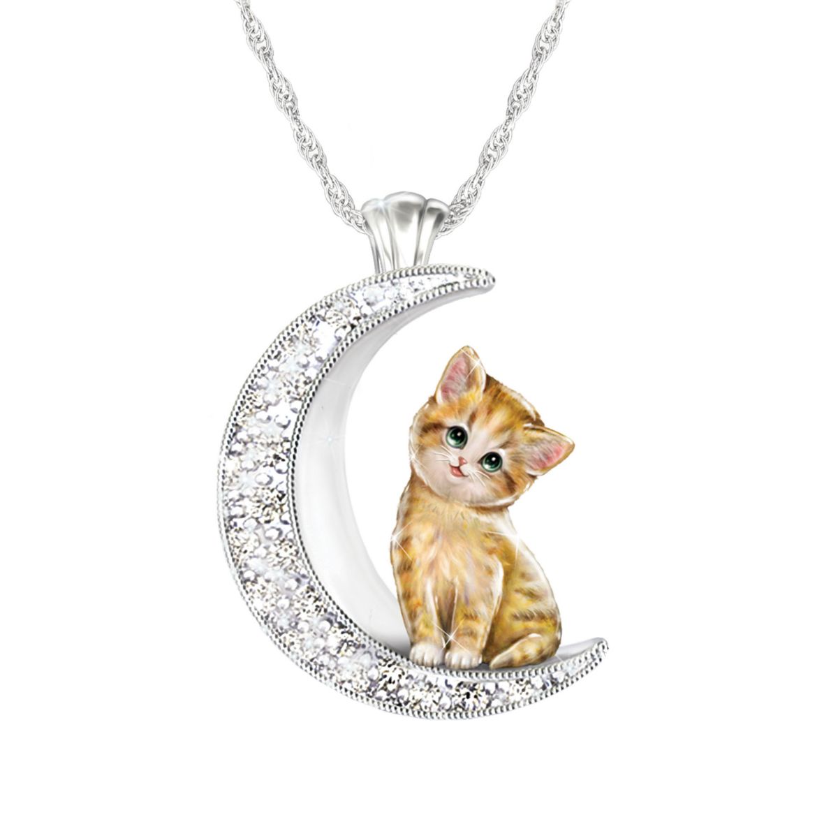 'My Beloved Kitten' Yellow Tabby Cat Moon Ladies' Pendant