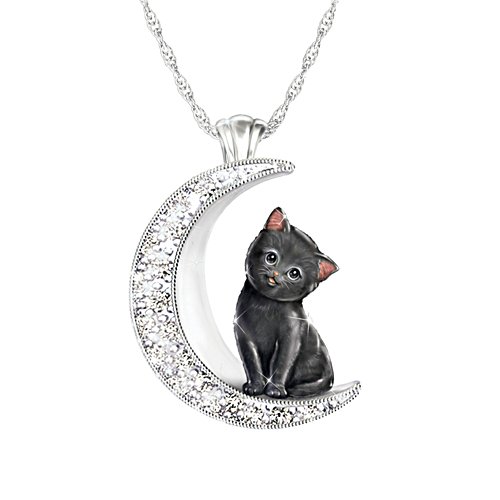 'My Beloved Kitten' Black Cat Moon Ladies' Pendant