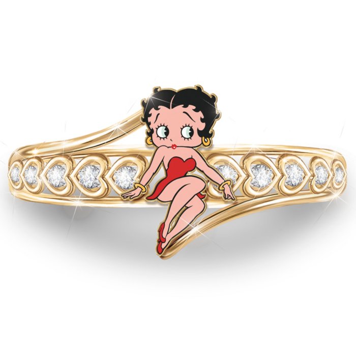 Officially Licensed Betty Boop Solid Sterling Silver 18-Carat Gold