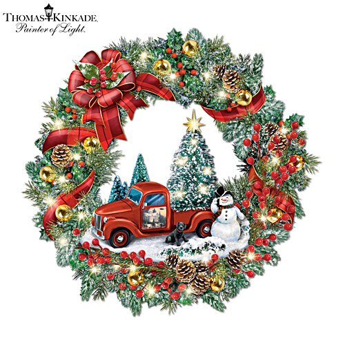 Thomas Kinkade 'Delivering Christmas Magic' Wreath