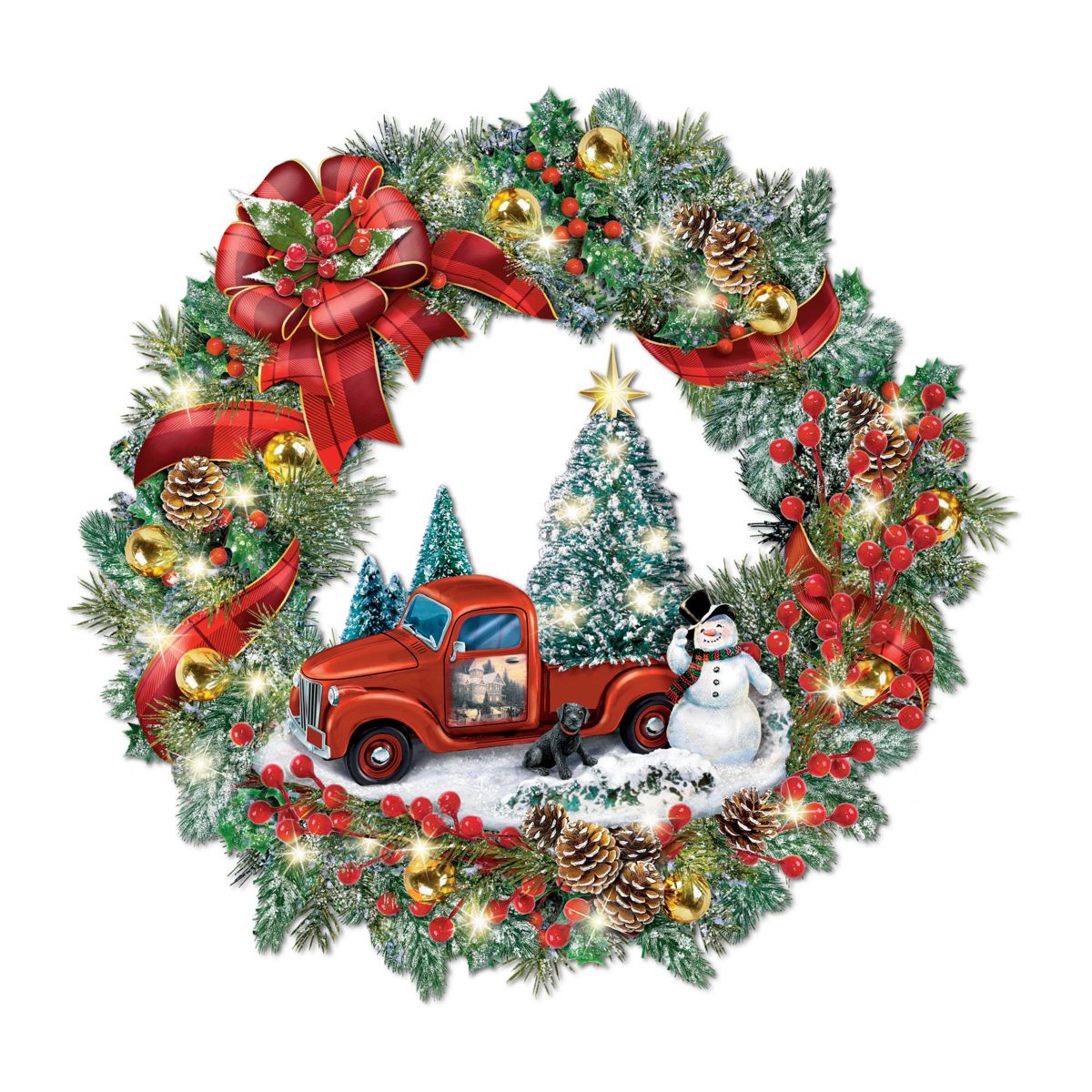 Thomas Kinkade 'Delivering Christmas Magic' Wreath