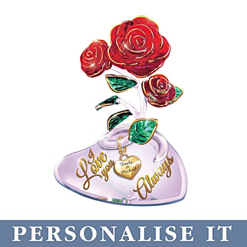 'I Love You Always' Personalised Art Glass Rose