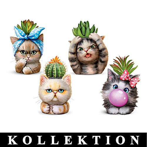 Kleine Pflanzenflüsterer — Katzenfigurinen-Kollektion