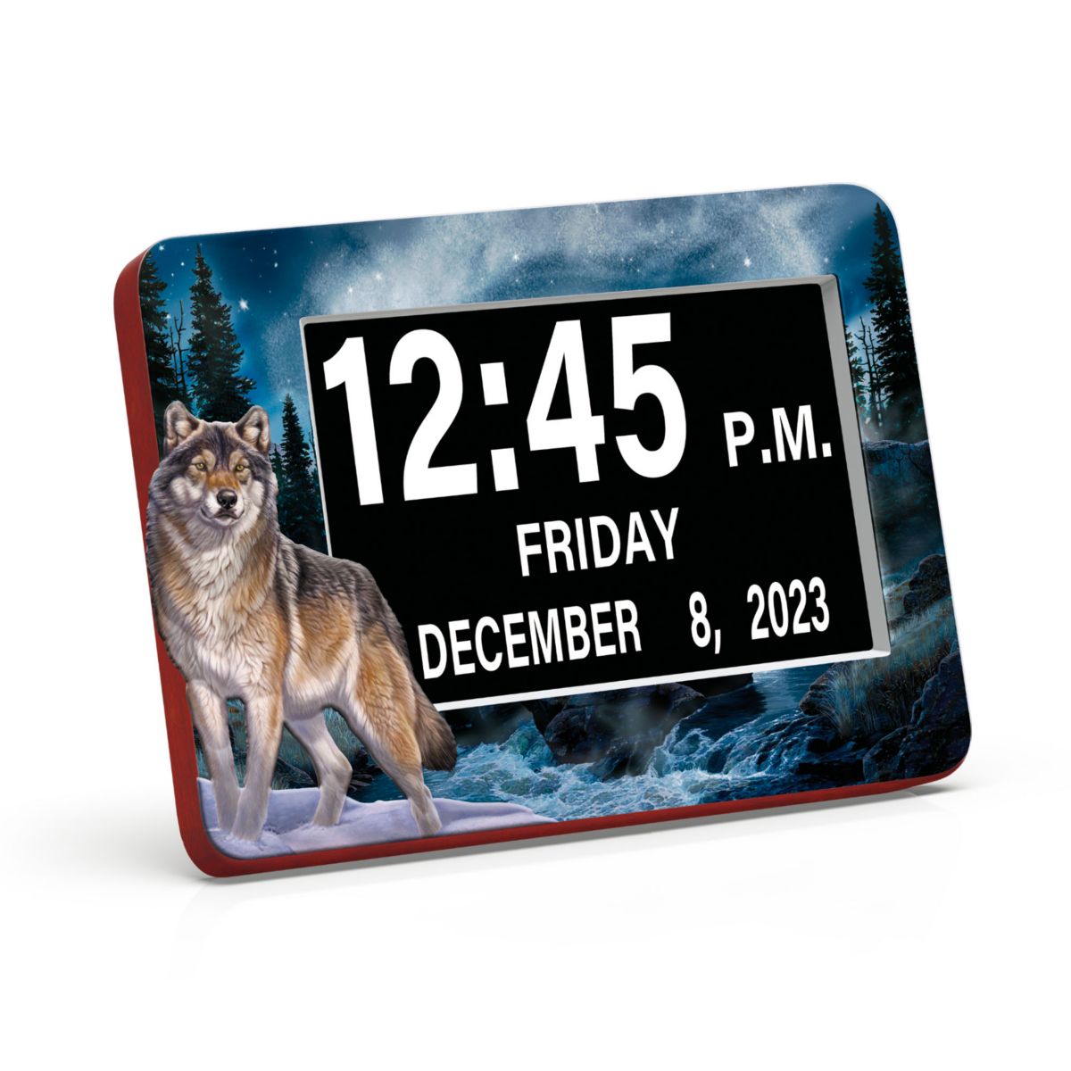 Al Agnew 'Always Alert' Wolf Art Easy-Read Clock