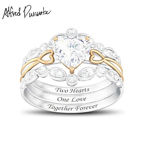Alfred Durante 'Two Hearts, One Love' Topaz Ring Set