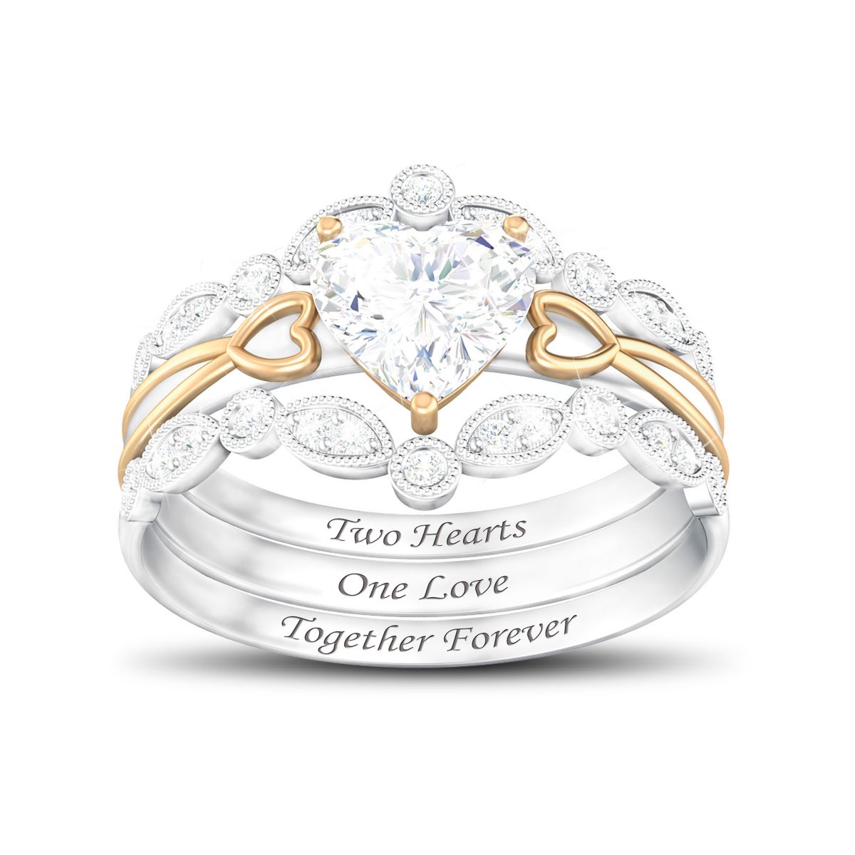 Alfred Durante 'Two Hearts, One Love' Topaz Ring Set
