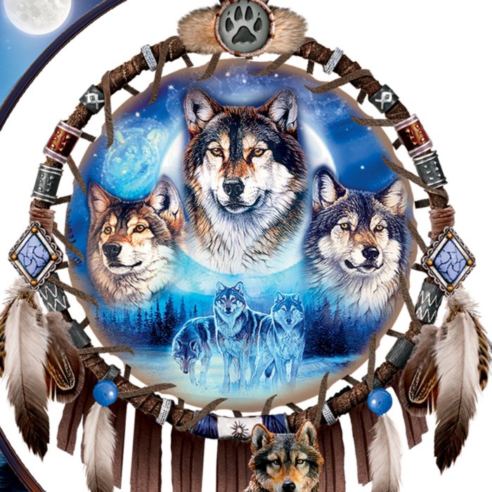 Wolves Native American Al Agnew \'Dreams Sculpture: Art The Dreamcatcher Sculpture Of Spirit\' Dreamcatcher