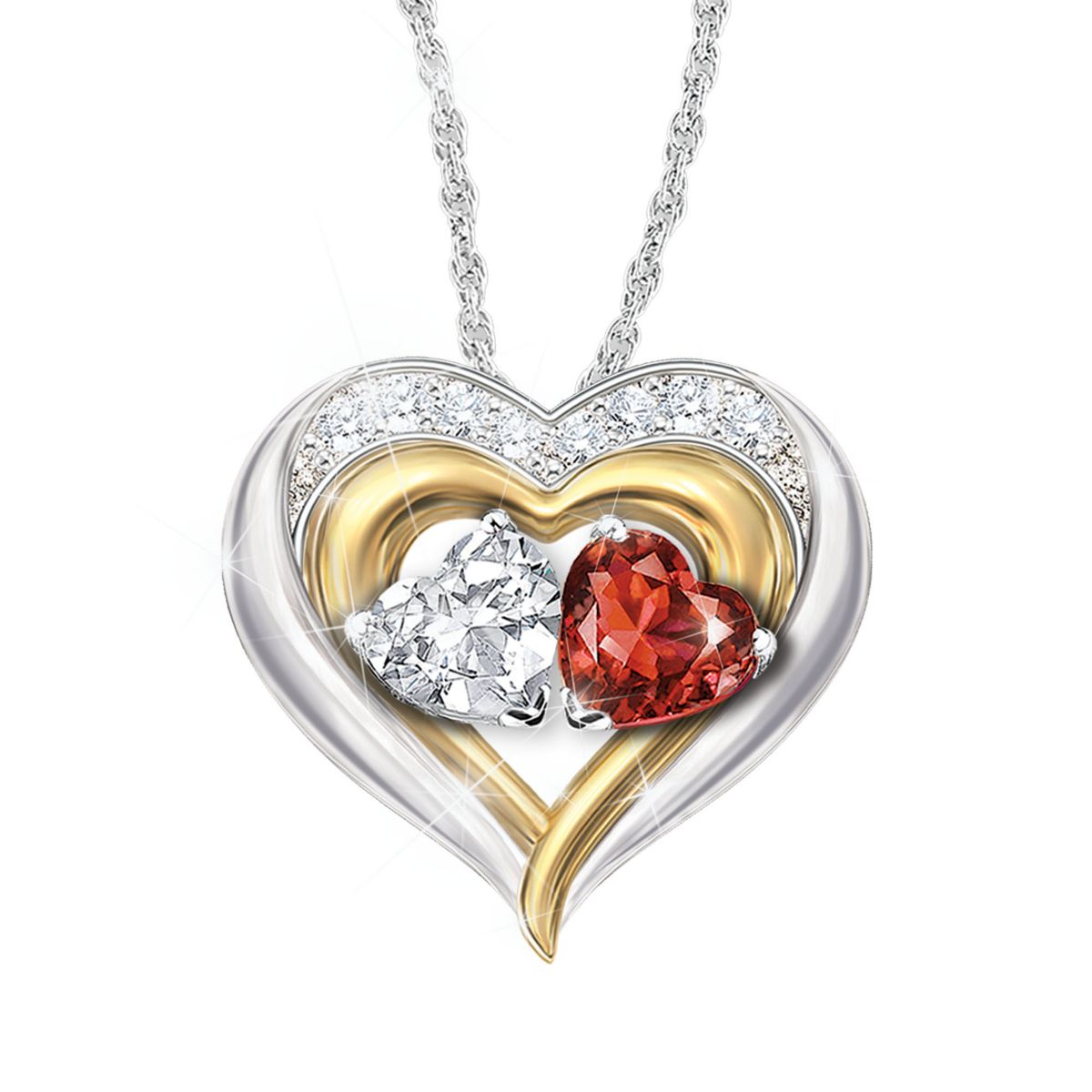 'Two Hearts, One Love' Pendant And Plush Bear Set