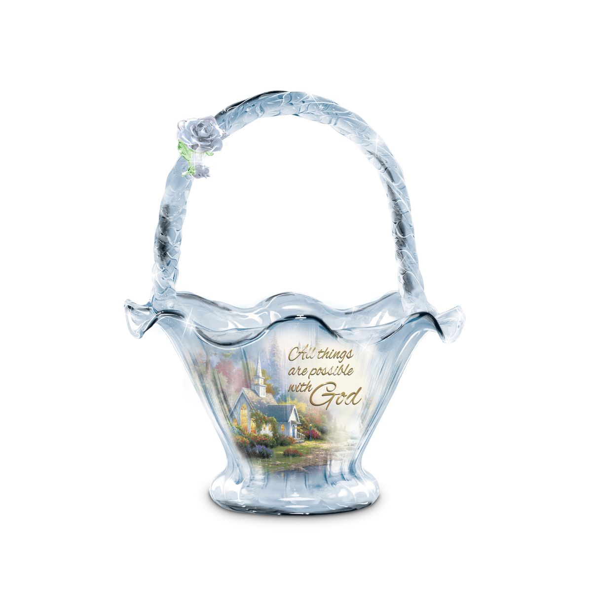 Thomas Kinkade 'All Things Are Possible' Hand-Blown Glass Bowl