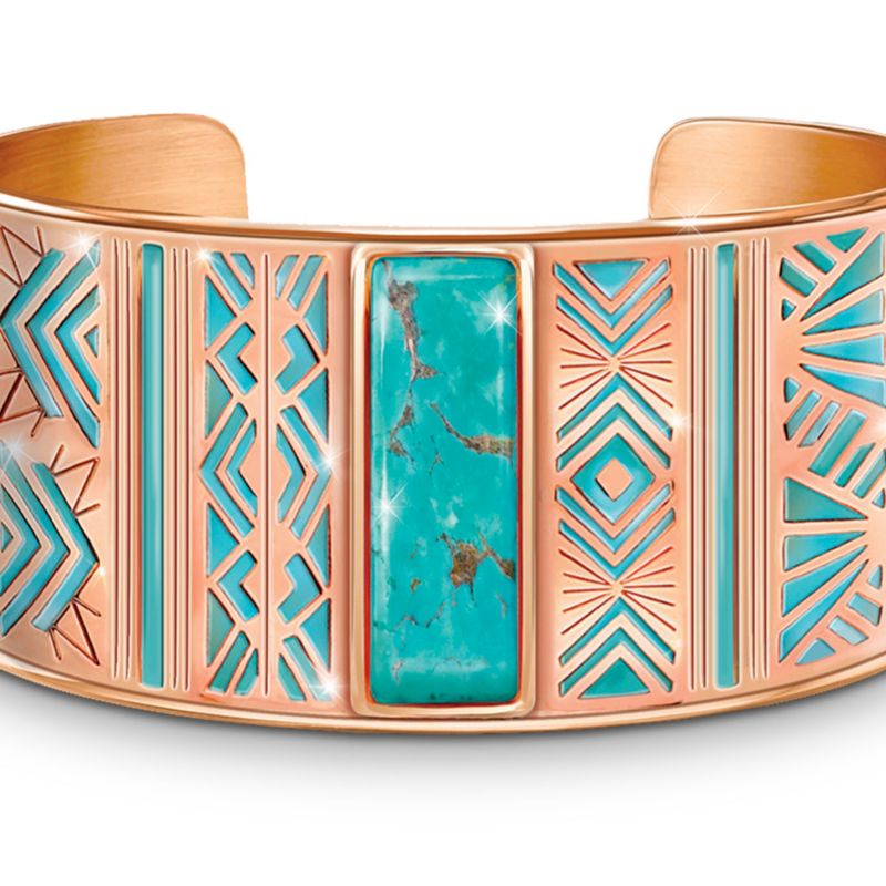 Copper Healing Turquoise Enamel Healing Ladies' Cuff Bracelet