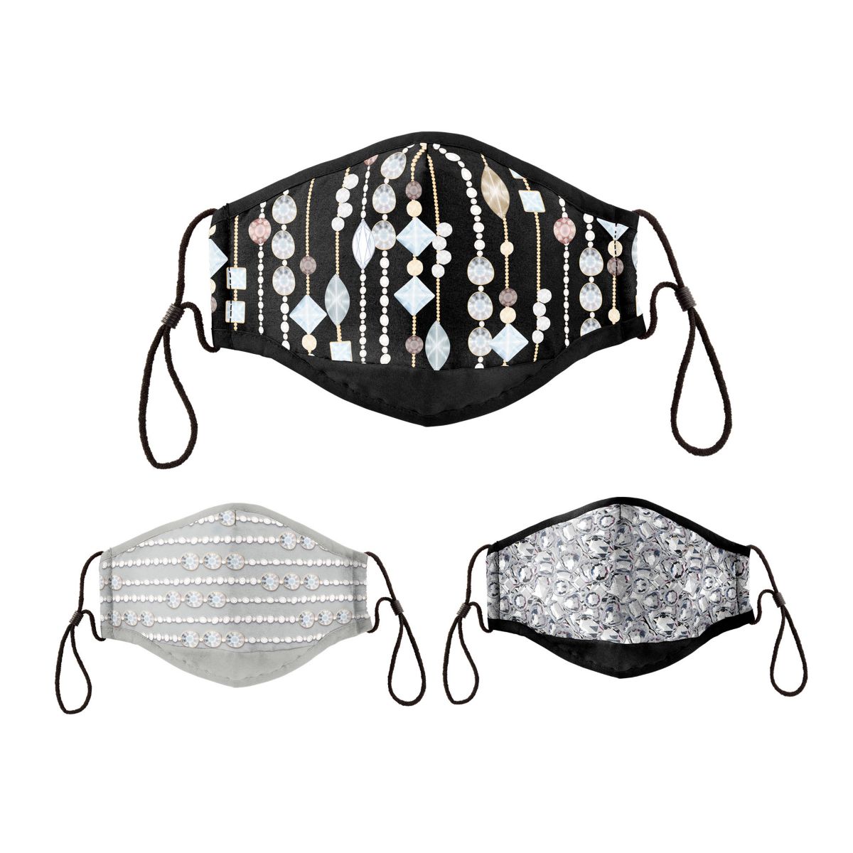 'Jewels & Gems' Antibacterial Adult Face Mask Set