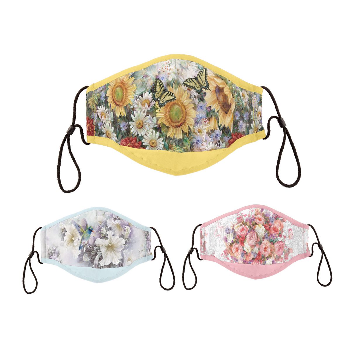 Lena Liu 'Floral Splendour' Antibacterial Adult Face Mask Trio Set