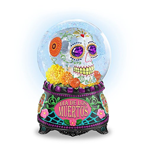 'Dia De Los Muertos' Glow-In-The-Dark Musical Glitter Globe