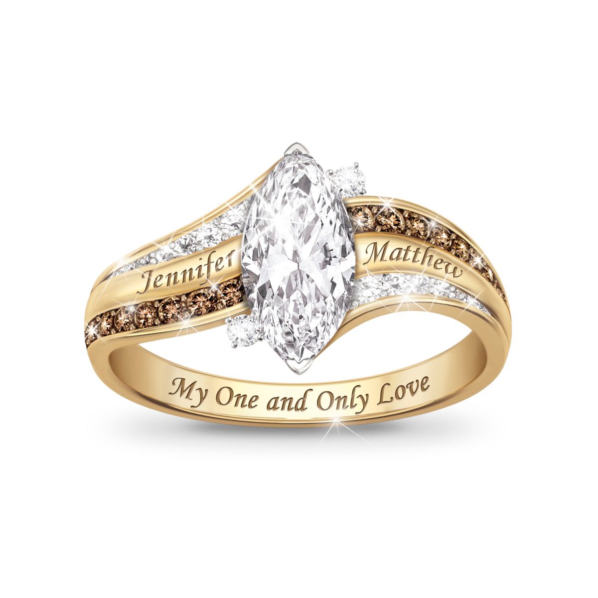 'My One And Only Love' Personalised Topaz and Diamond 1-Carat Gold Alloy Ring