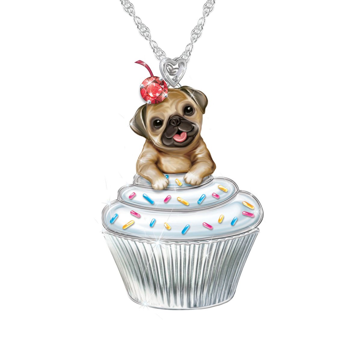 'Sweetest Pupcake' Pug Ladies' Pendant
