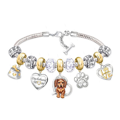 'Dog Mum' Dachshund Ladies' Charm Bracelet