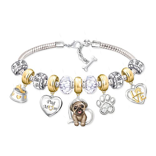 'Dog Mum' Pug Ladies' Charm Bracelet