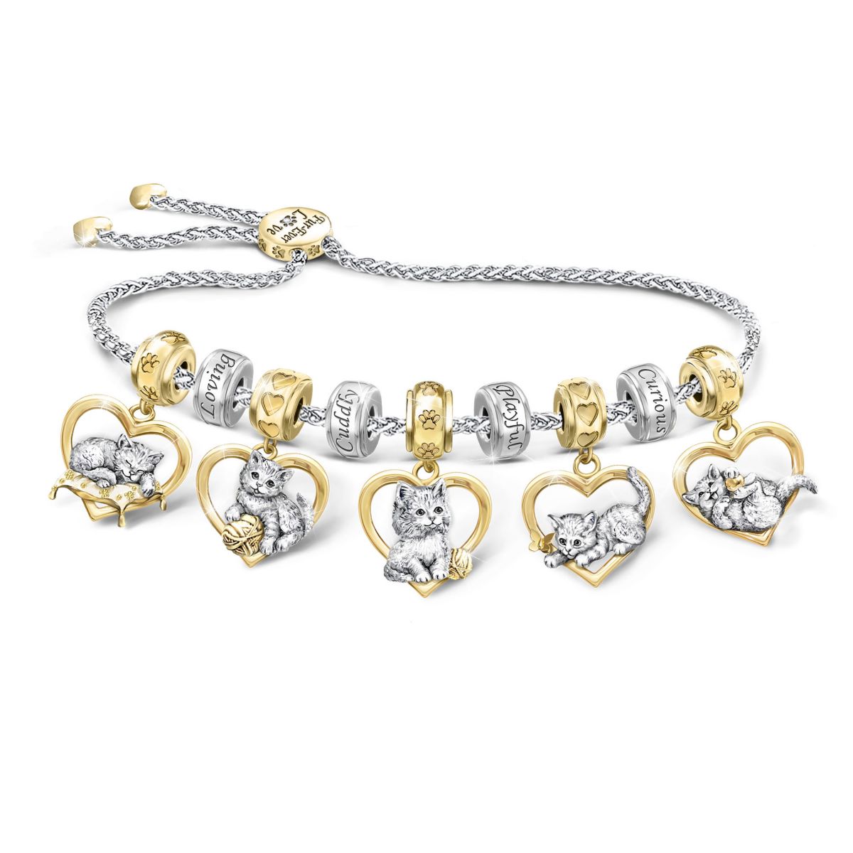 Jurgen Scholz Sculpted Playful Kittens Bracelet