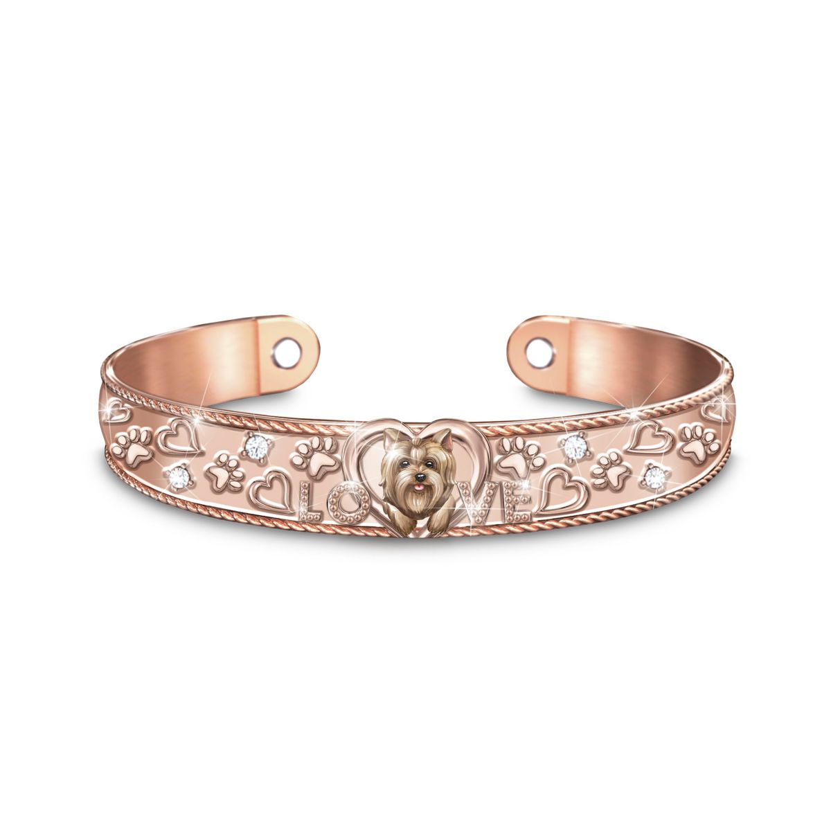 'Paws-itive Wellness' Yorkie Copper Cuff Bracelet