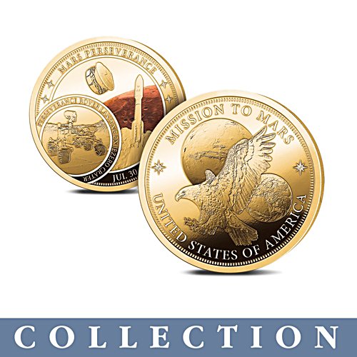 Mission Mars — collectie van met goud geplatteerde medailles