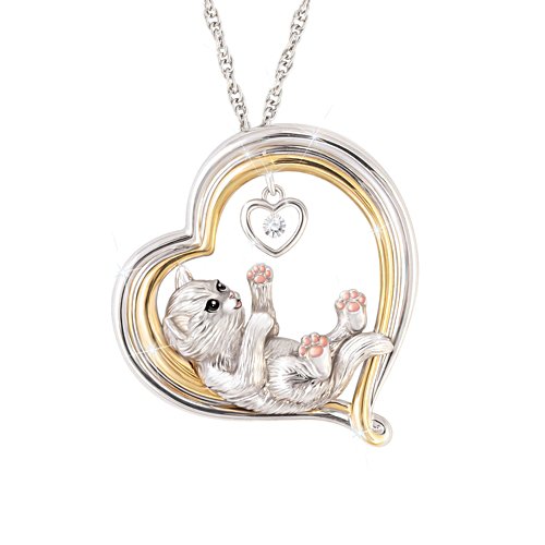 Heart With Fills My Love\' Cat Pendant My