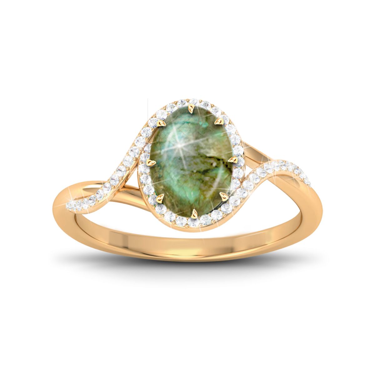 'Natural Radiance' White Topaz & Labradorite Ring