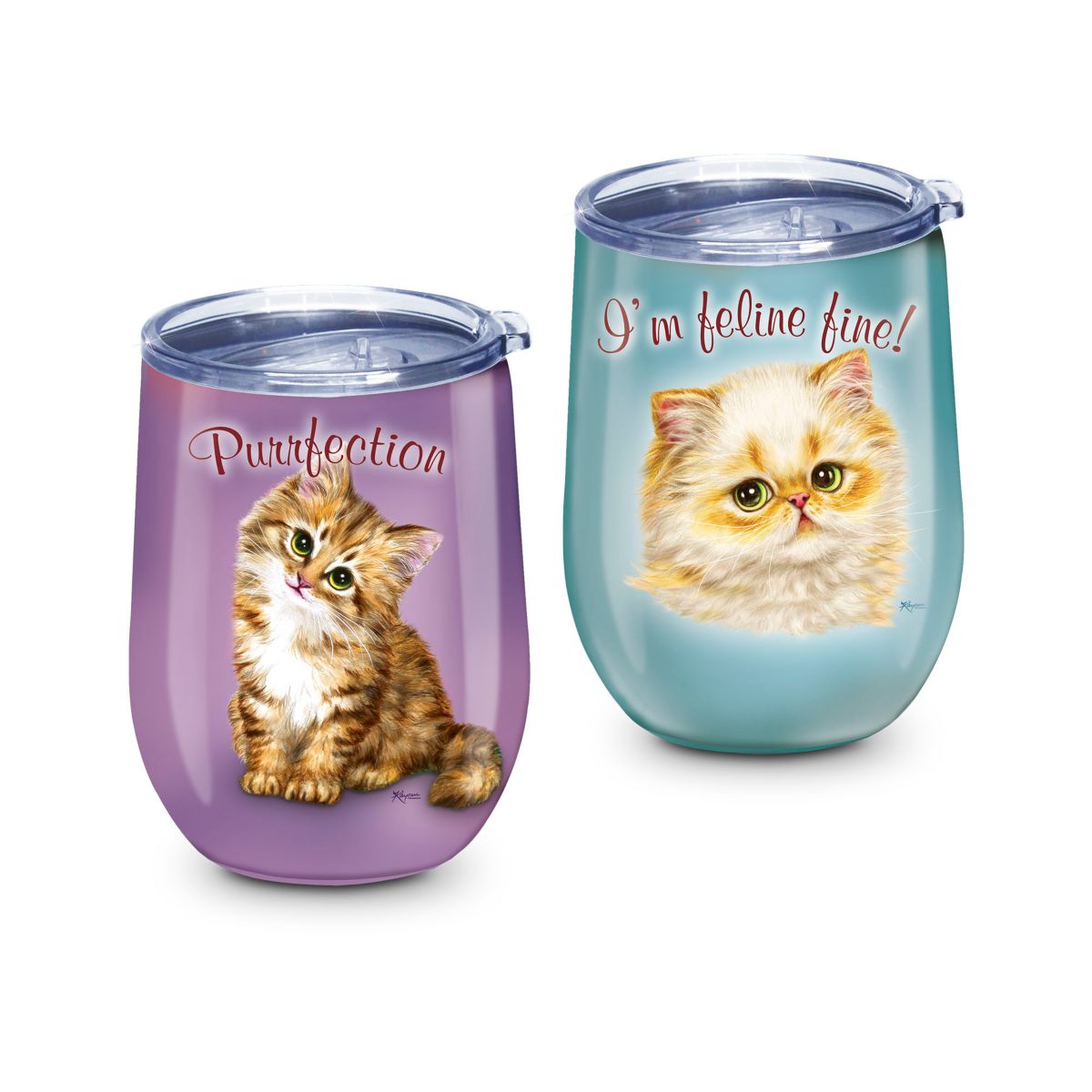 Kayomi Harai 'Feline Fine' Cat Insulated Stainless Steel Tumblers