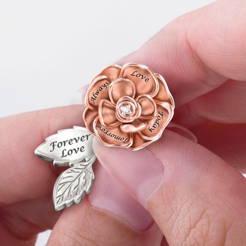 Rose Love Romance Rose Gold-Plated Rhodium Platinum-Plated Diamond