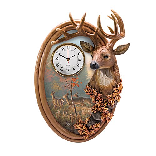 'Majestic Guardian' Stag Sculpted Wall Clock