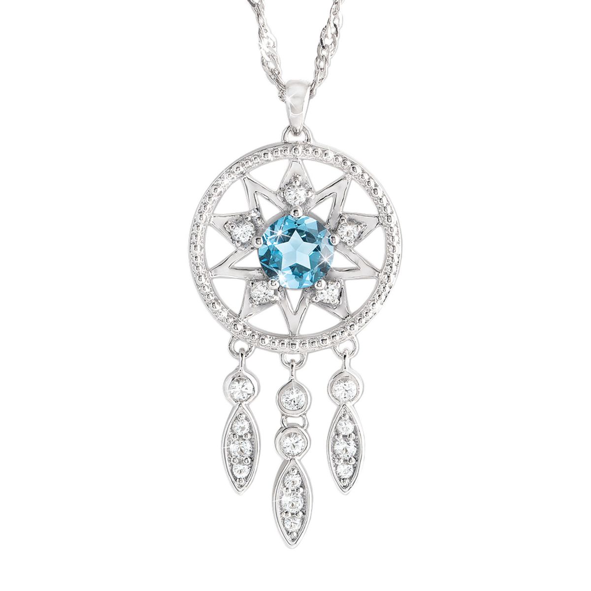 Genuine Topaz 'Follow Your Dreams' Daughter Dreamcatcher Pendant
