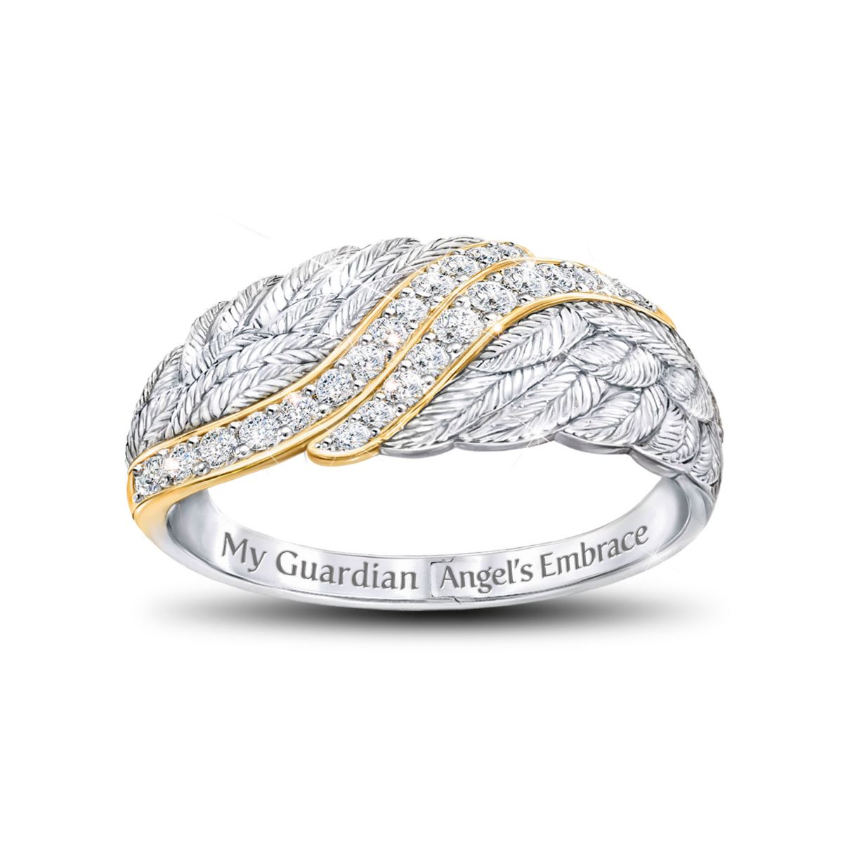 'Angel's Embrace' Genuine White Topaz Hinged Ring