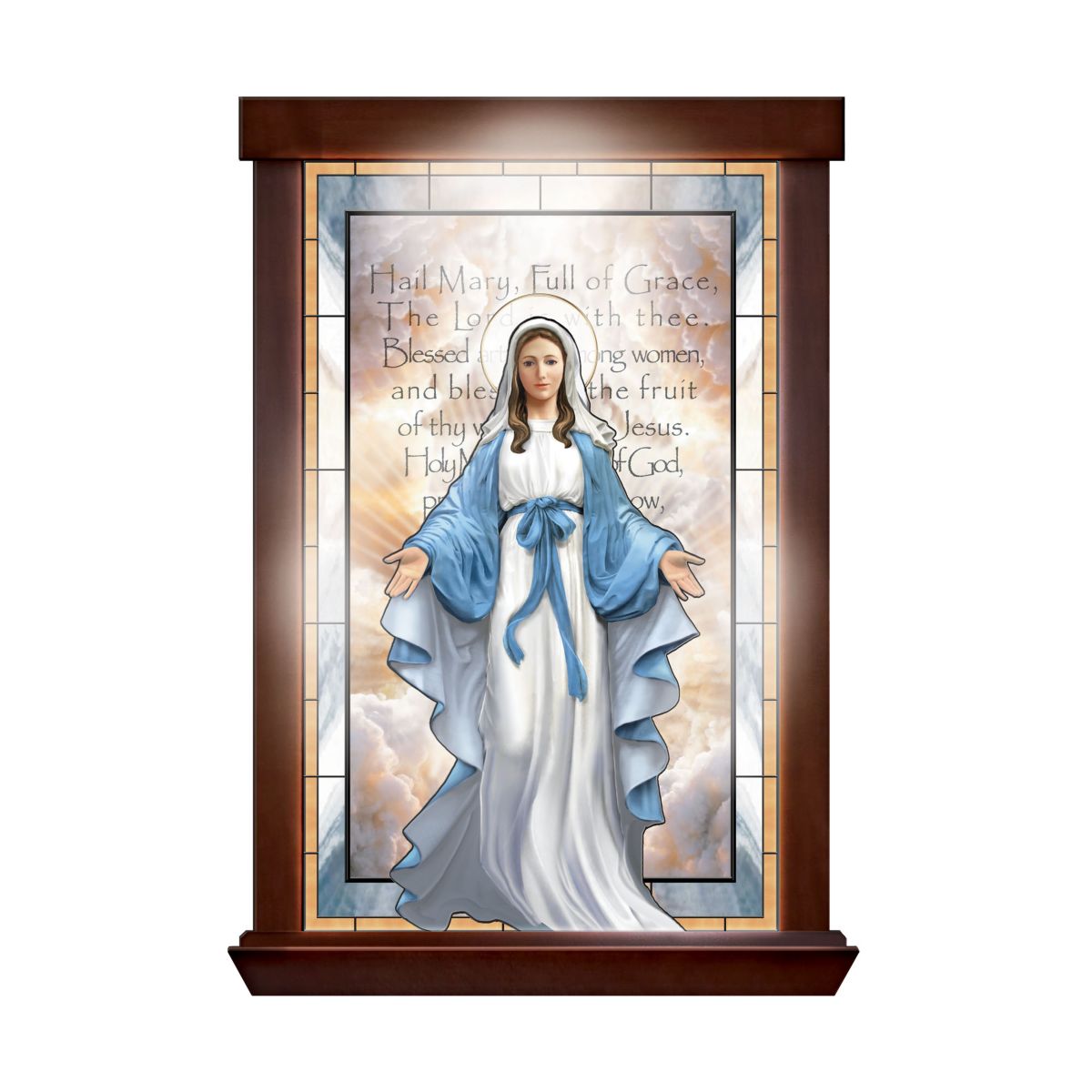 'Mary's Grace' Illuminated Stained-Glass Wall Décor