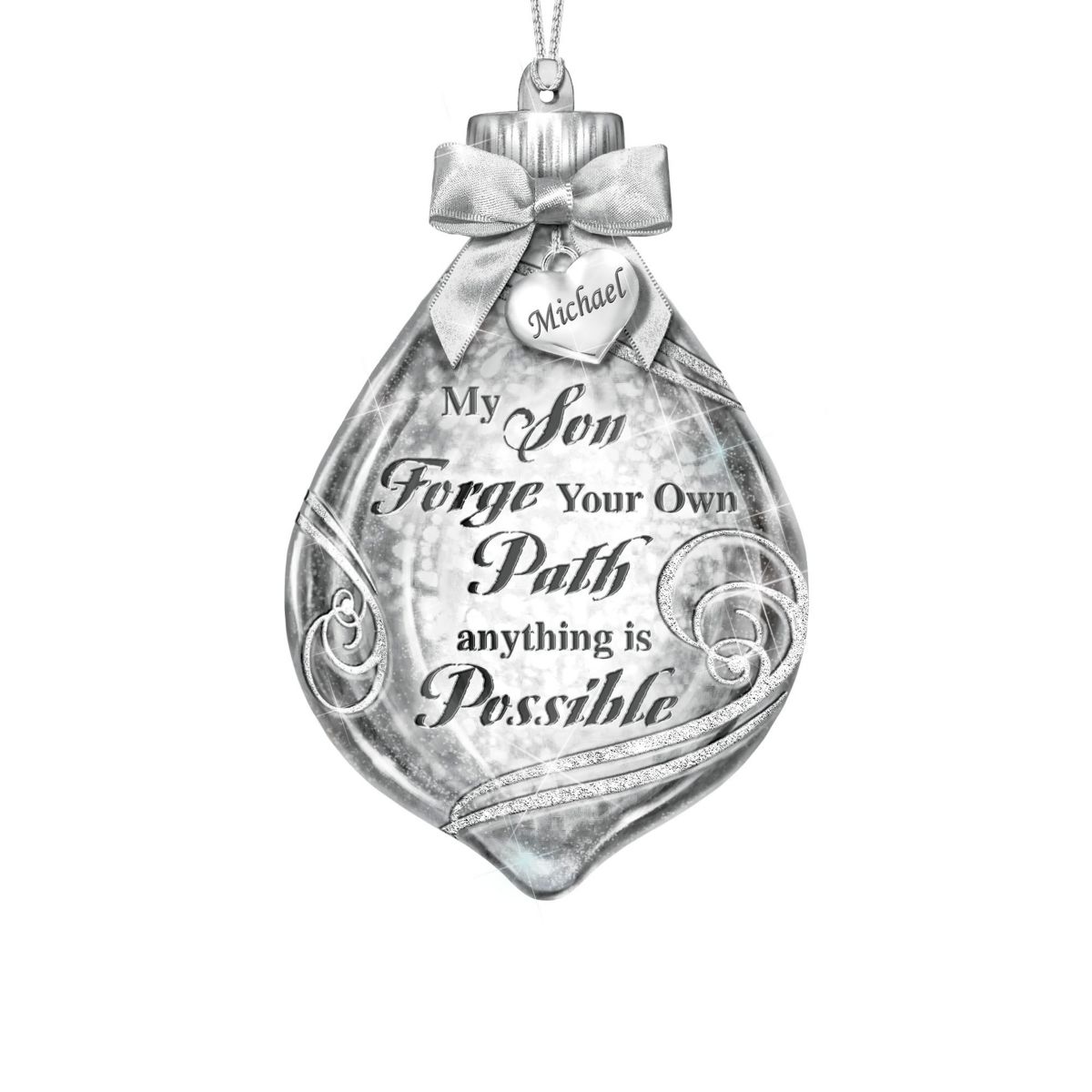 'My Son Forge Your Own Path' Illuminated Personalised Ornament