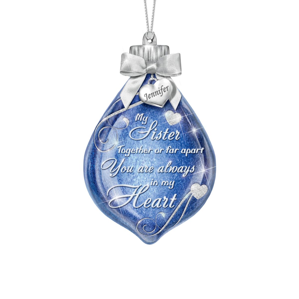 'My Sister Together Or Far Apart' Illuminated Personalised Ornament