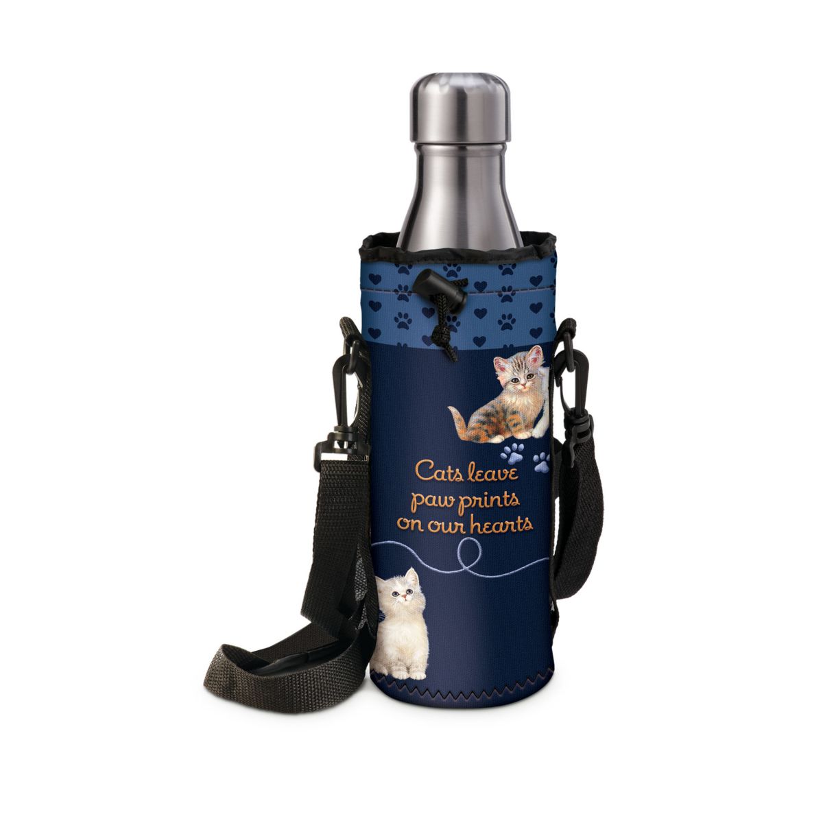 'Kitty-Kat Cute' Water Bottle Carrier – With FREE Water Bottle