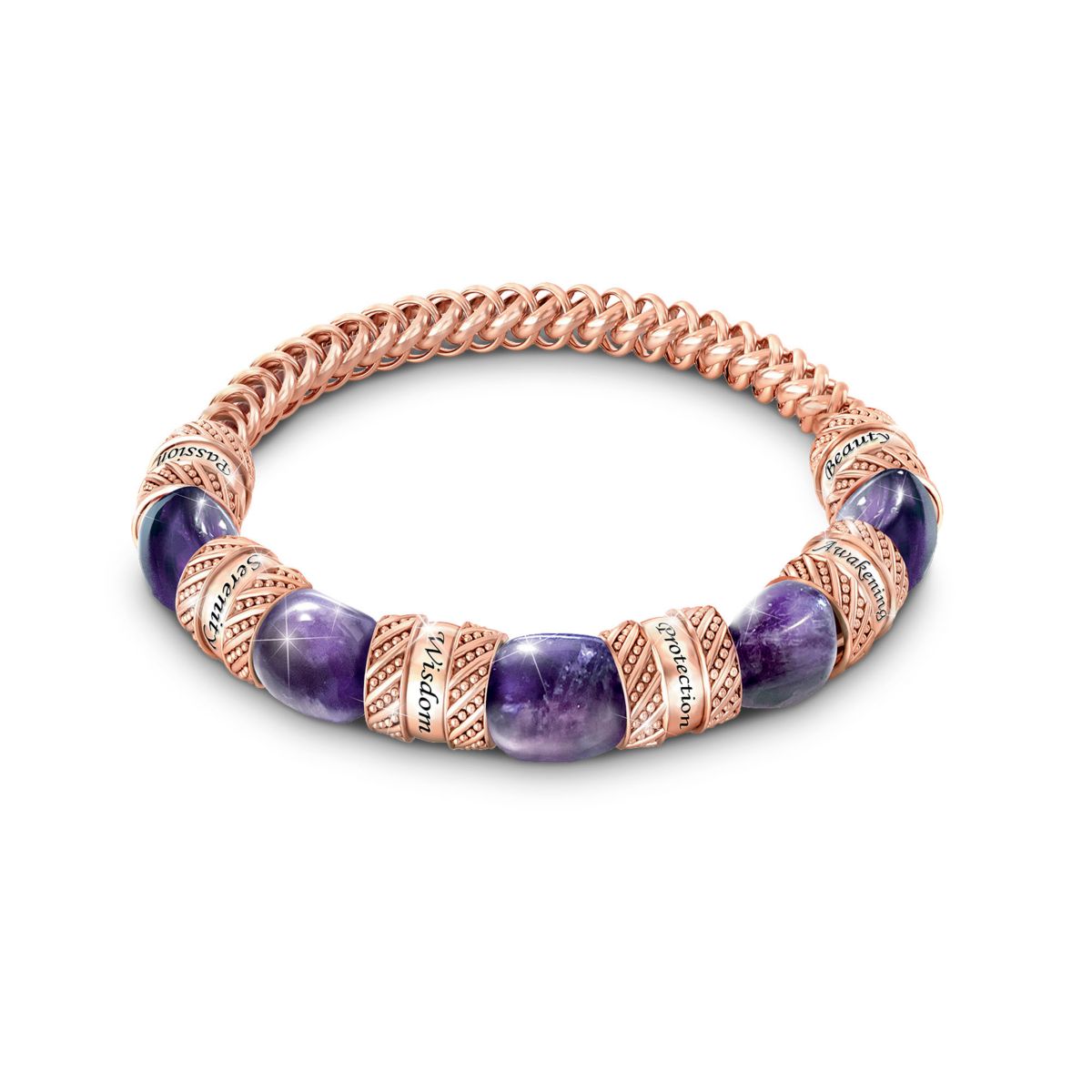 'Strength Of Amethyst' Copper Stretch Bracelet