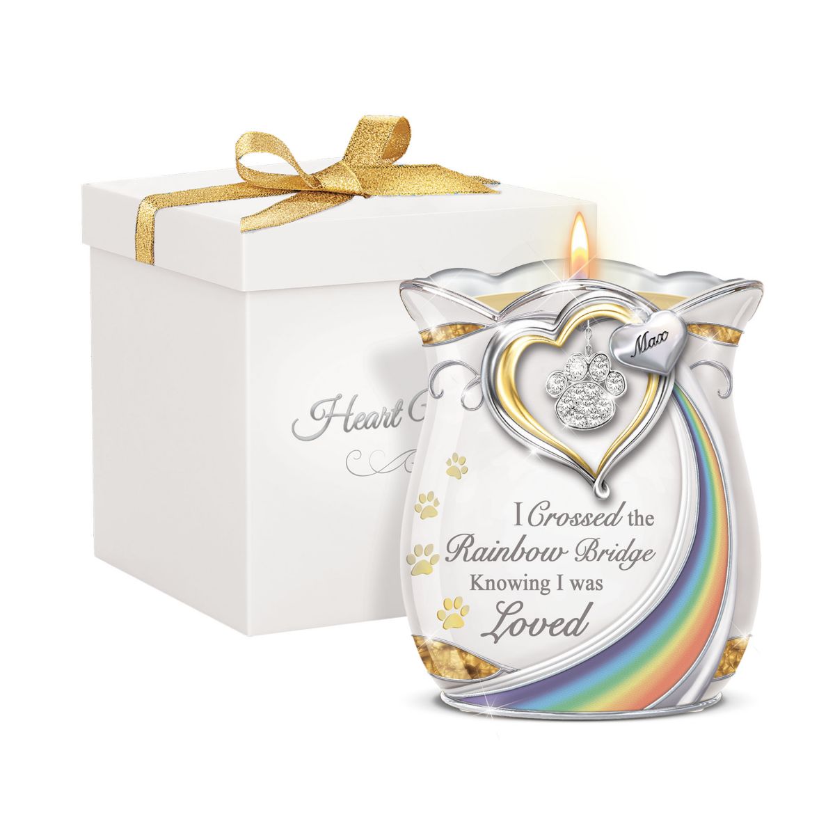‘Rainbow Bridge’ Personalised Memorial Candle Holder