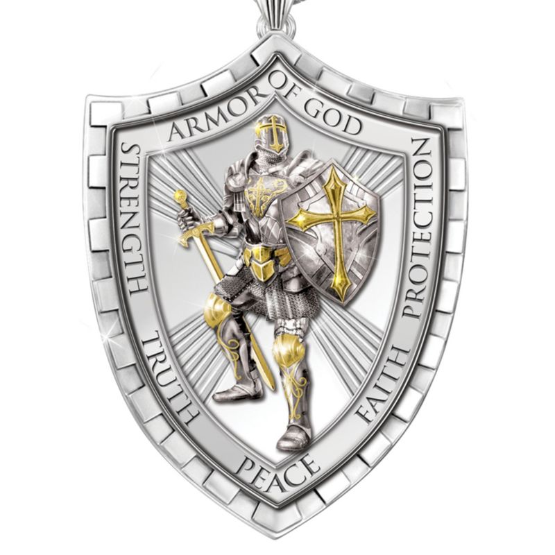 Médaille Armure De Dieu – Bronze – Plaque Chevalier Double Face – Pièce Collection