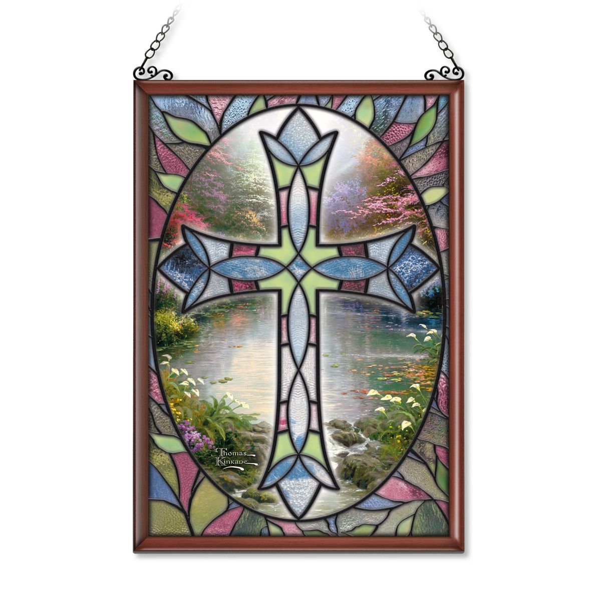 Thomas Kinkade 'The Light Of Faith' Glass Suncatcher