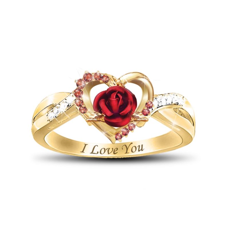'Forever Yours' Ruby & White Topaz Rose Ring
